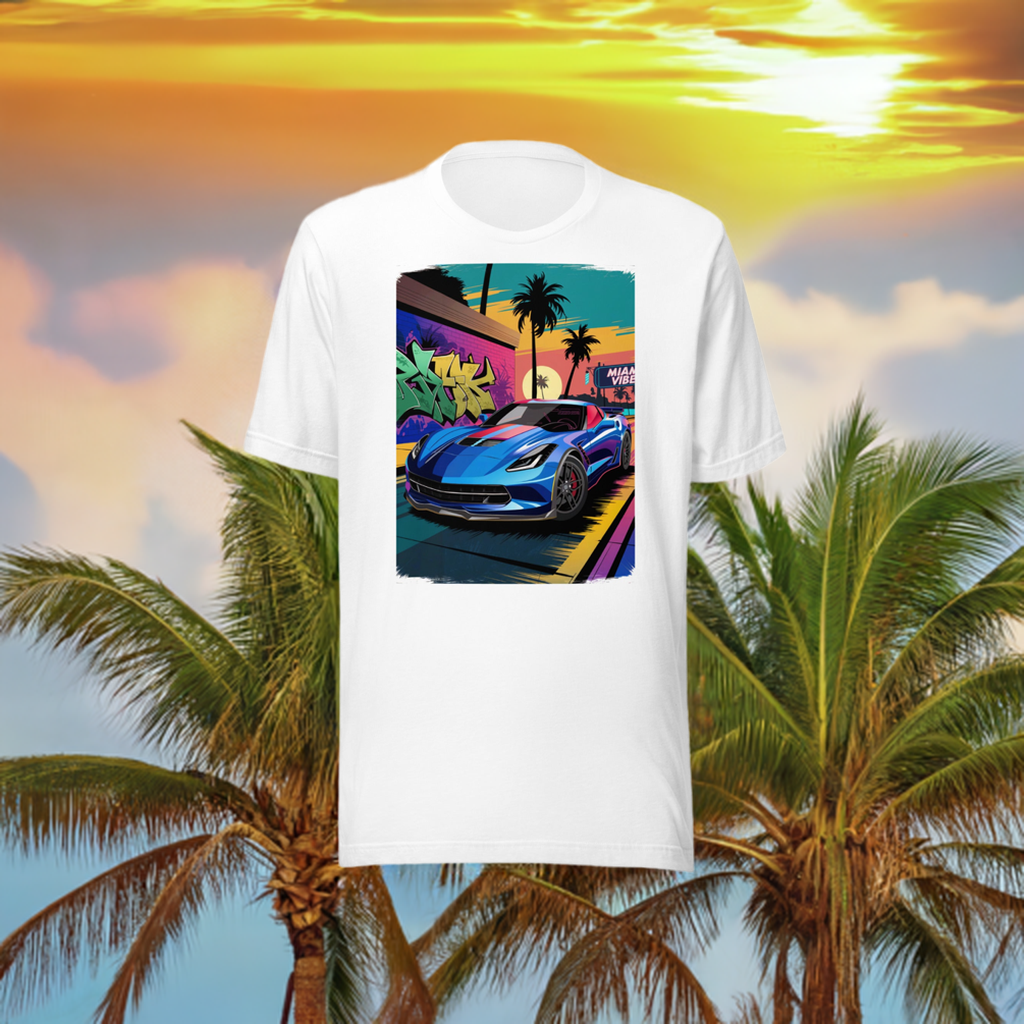 Unisex Miami Blue Sportscar T-Shirt